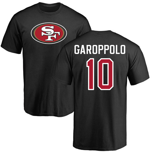 Men San Francisco 49ers Black Jimmy Garoppolo Name and Number Logo #10 NFL T Shirt